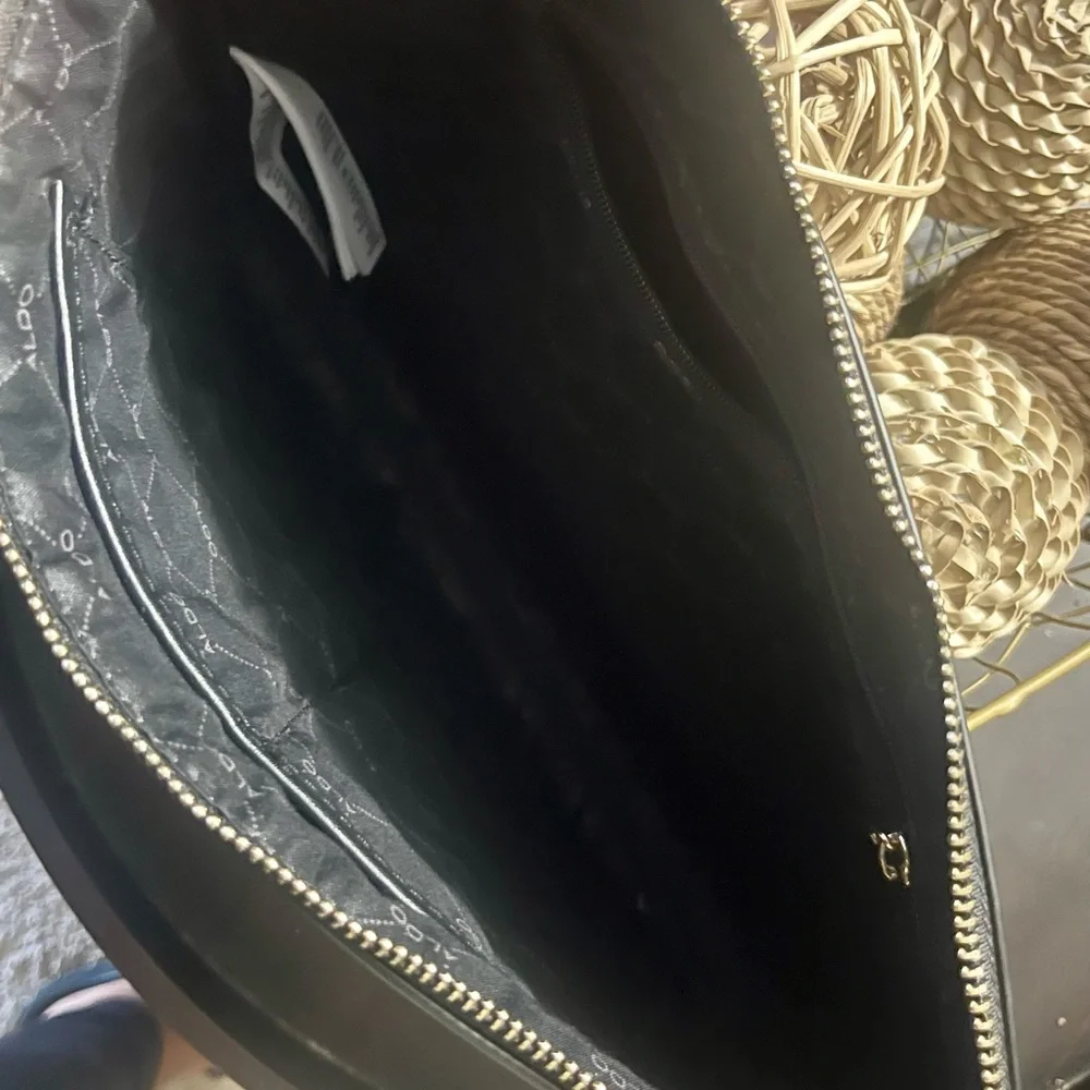 Aldo Geometric Patterned Black Briefcase